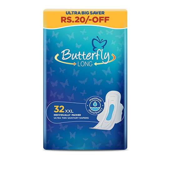 Butterfly Ultra Long Sanitary Pads Xxl 16 Count