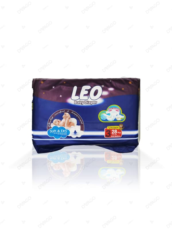 Leo Baby Diapers Medium Size 3 28 Count